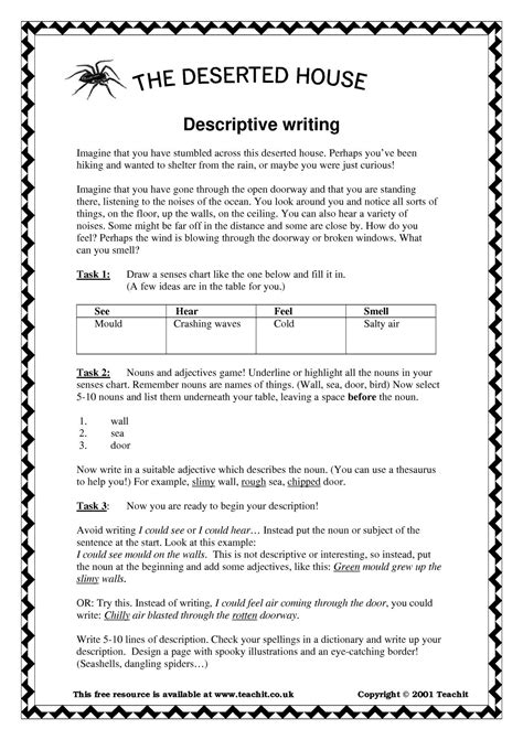 Descriptive Writing Activity Ks English Teachit