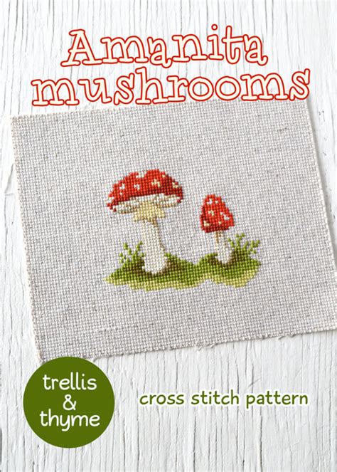 Pdf Pattern Amanita Mushrooms Cross Stitch Pattern Mushroom Cross