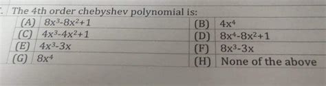 The 4 Th Order Chebyshev Polynomial Is A 8x3−8x2 1