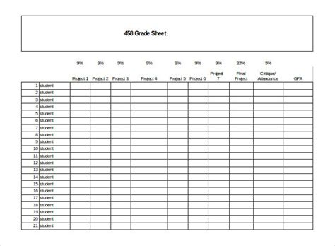 Free 37+ Grade Sheet Template - Word, Excel, PDF Documents Download