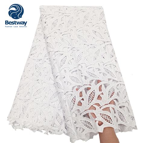 Bestway Pure White African Sequined Cupion Water Soluble Cord Lace