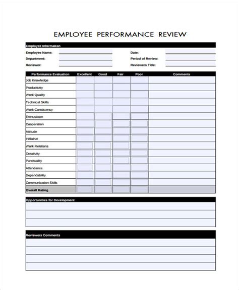 Free Printable Employee Evaluation Forms In Pdf Ms Word Excel Hot Sex