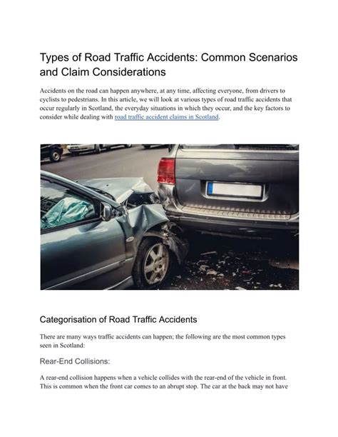 Ppt Types Of Road Traffic Accidents Common Scenarios And Claim