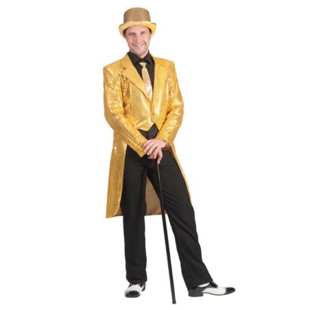 Costume Frac Queue De Pie Sequins Paillettes Or Homme Au Fou Rire