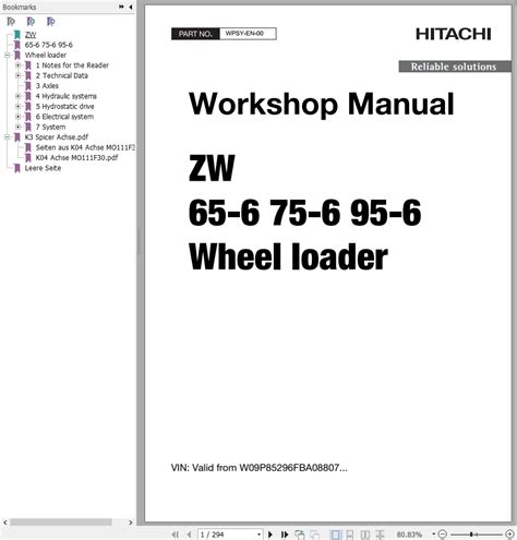 Hitachi Wheel Loader Zw Workshop Manual Wpsy En