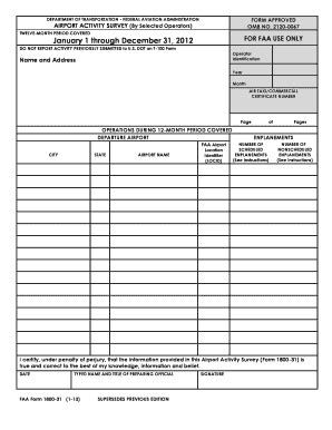 Fillable Online Faa Form Airport Activity Survey And