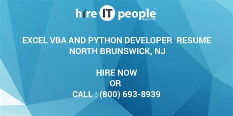 Excel Vba And Python Developer Resume North Brunswick Nj Hire It People We Get It Done