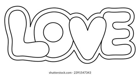 Vector Black White Love Word Lettering Stock Vector (Royalty Free ...