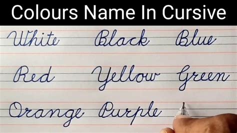 Writing The Names Of Colours In Cursive How To Practise The Names Of