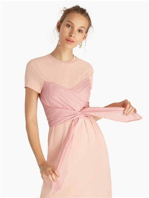 Purpose Midi Front Tie Dress Pink Pomelo Fashion