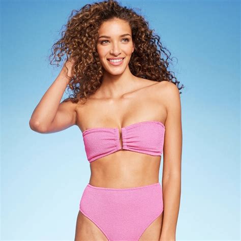 Women S Center Front U Wire Bandeau Bikini Top Shade Shore Pink M