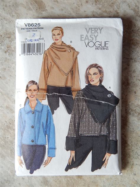 Jacket Sewing Pattern Hip Length Loose Fit Wrap Front Collar Very Easy