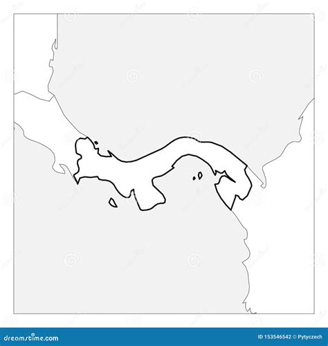 Map Of Panama Black Thick Outline Highlighted With Neighbor Countries