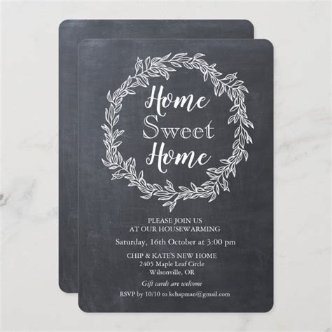 Wreath Chalk Housewarming Invitation Zazzle