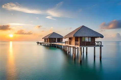 Premium Photo | A beach house on stilts is on stilts overlooking the ocean.