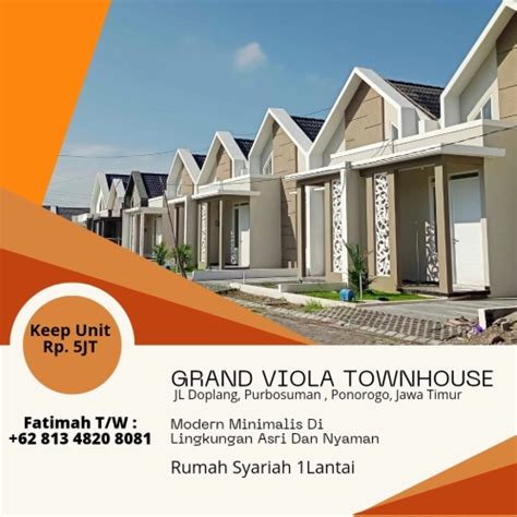 Rumah Satu Lantai Cluster Syariah Di Kota Ponorogo Rumah Dijual Di