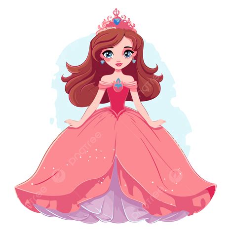 Beautiful Princess Vector Sticker Clipart Princess Cartoon With Cute