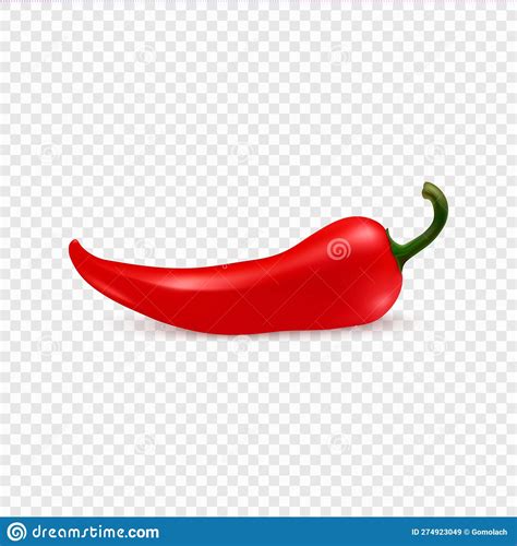 Vector 3d Realistic Red Hot Chili Pepper Icon Closeup Isolate One Single Fresh Chili Hot