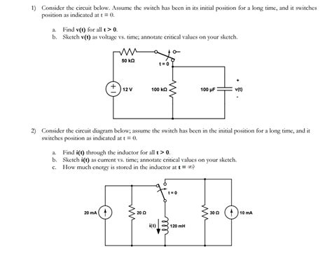 Solved Consider The Circuit Below Assume The Switch Has