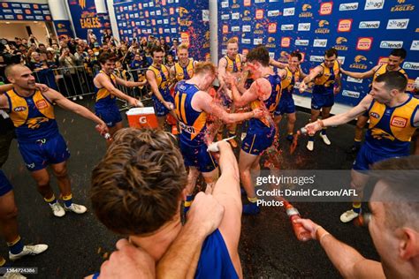 The Eagles Sing The Team Song After The Win During The 2023 Afl Round