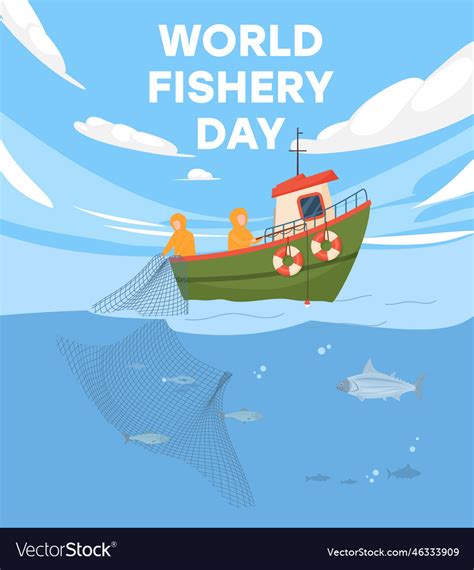 World Fisheries Day Banner Or Poster Mockup Flat Vector Image