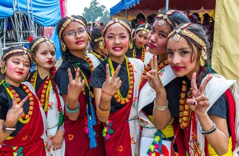 Nepalese Dancers in Beautiful Traditional Nepali Attire Editorial ...