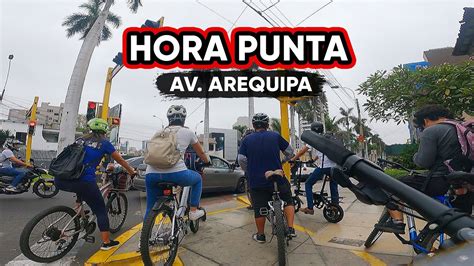 Hora Punta En La Ciclov A De La Av Arequipa De Javier Prado A