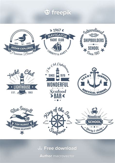 Nautical Marine Labels And Logos Set