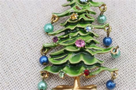 Vintage Signed Hattie Carnegie Christmas Tree Brooch Pin Green Etsy