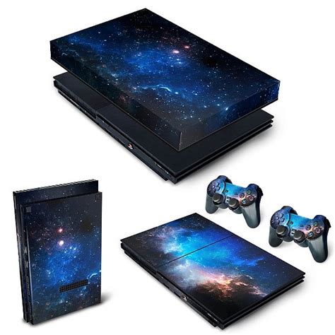 KIT PS2 Slim Skin E Capa Anti Poeira Universo Cosmos Pop Arte Skins