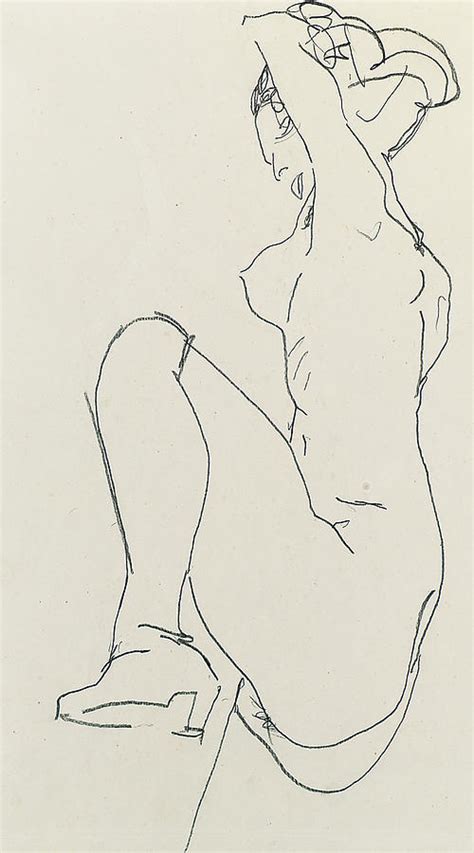 Prostrate Female Nude Drawing By Egon Schiele Fine Art America