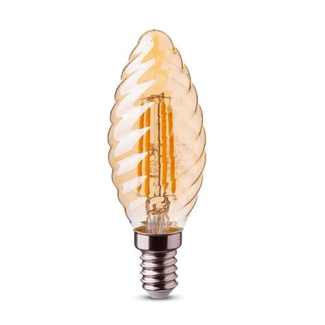 VTAC LAMPADINA LED CANDELA TORTIGLIONE 4W E14 2200K FILAMENTO AMBRA