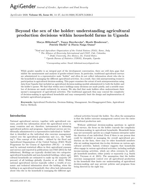 Pdf Beyond The Sex Of The Holder Understanding Agricultural