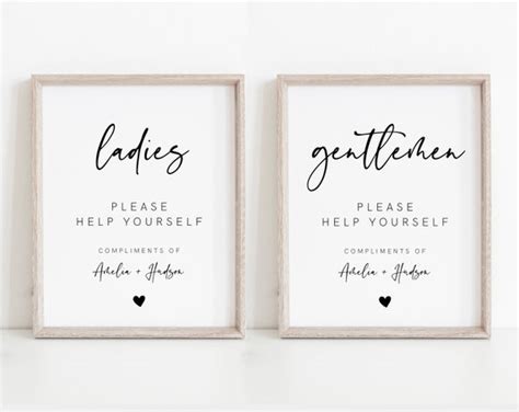 Ladies Bathroom Sign Template Gentlemen Bathroom Sing Wedding Etsy