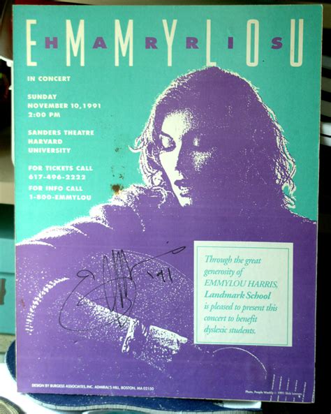 Emmylou Harris signed poster 1991 benifite show Boston | Collectors Weekly