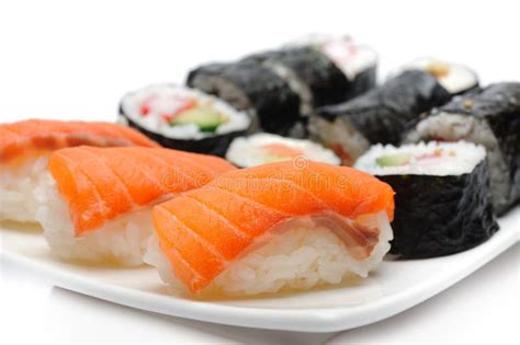 Different Types of Maki Sushi in Sushi Set Stock Image - Image of healthy, green: 19346603