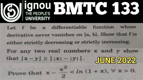 Bsc Mathematics Ignou Bmtc June Tee Real Analysis