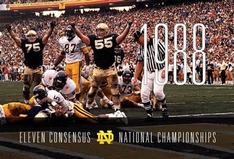 1988 National Champions 11 Notre Dame Fighting Irish Football Norte