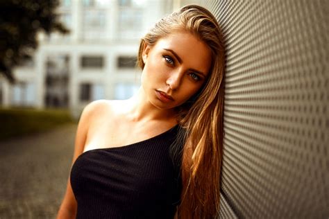 Tanned Blue Eyes Blonde Miro Hofmann Portrait No Bra Women