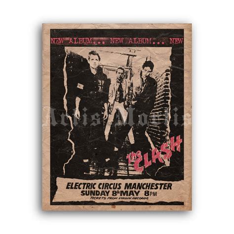 Printable The Clash Vintage Punk Rock Concert Poster