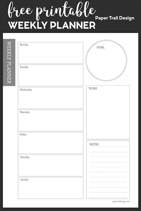 Free Weekly Planner Printable Template Paper Trail Design Weekly