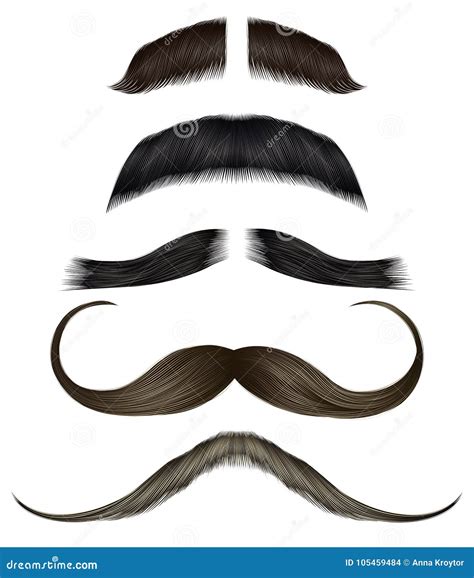 Set Vector Mustache Different Colors Stock Vector Illustration Of