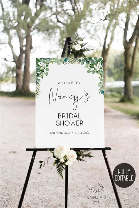 Bridal Shower Welcome Sign Template Greenery Wedding Welcome Sign Printable Modern Bridal