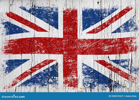 Grunge British Flag Over Old White Painted Wood Stock Photo Image Of