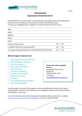 Fillable Online Esc Nsw Gov Volunteering Expression Of Interest Form