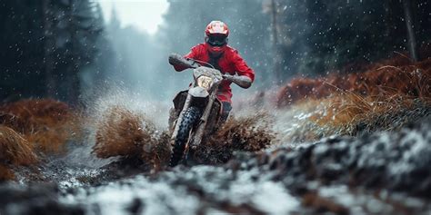 Premium Photo Man Racer Motorcyclist On A Sport Enduro Motorcycle