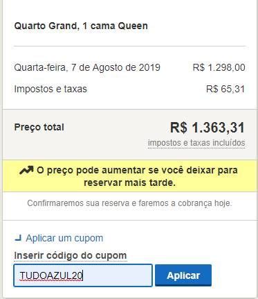 Ganhe 20 pontos TudoAzul por cada dólar gasto em hospedagens no Hoteis