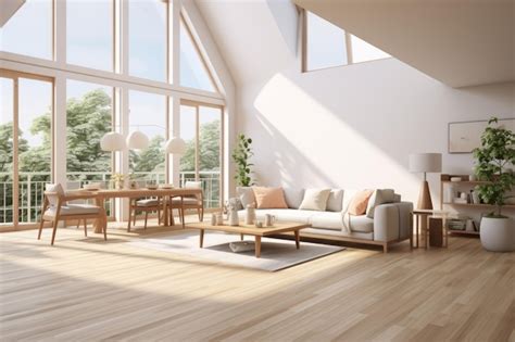 Premium Photo Bright And Airy Scandinavian Living Room With Large Windows