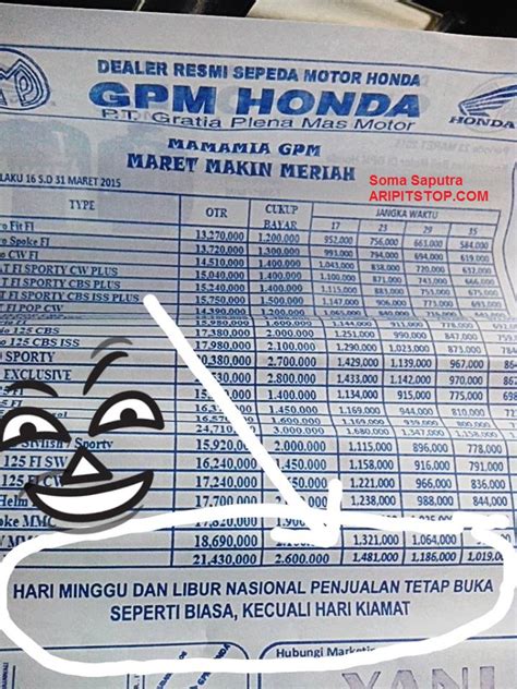 PRICE LIST HONDA (2) | Aripitstop.com