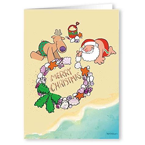 Beach Christmas Cards -Merry Christmas Beach Wreath - Boxed Card 18 ...